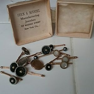Vintage Signed Krementz buttons and collar pins